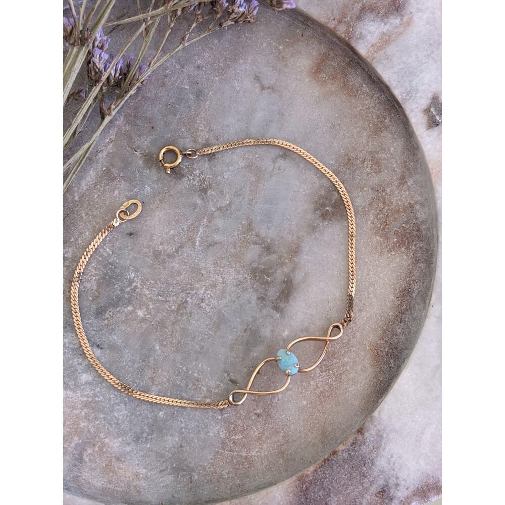 Vintage Krementz Gold Filled Opal Infinity Bracelet 7in